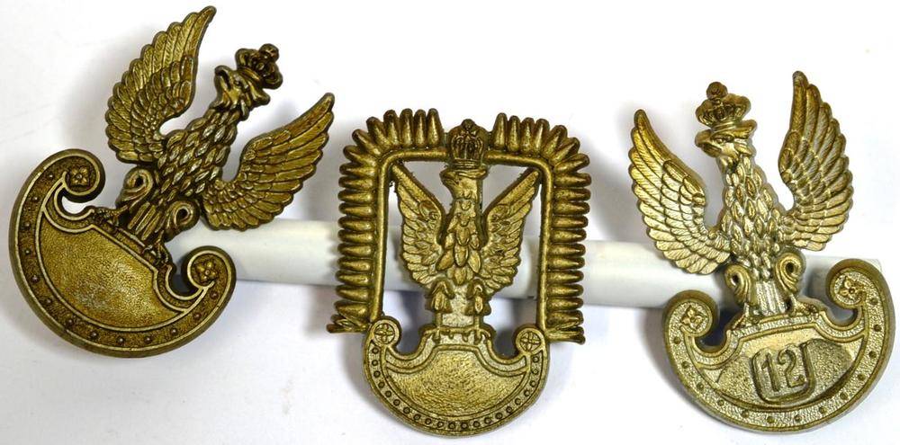 Lot 95 - Three Scarce Polish Regimental Bakelite Cap Badges, by A Stanley & Sons, Walsall, with brass tangs