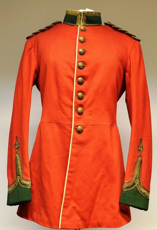 Lot 228 - A Victorian Scarlet Tunic to an Officer of the Sherwood Foresters (Derbyshire Regiment), green...