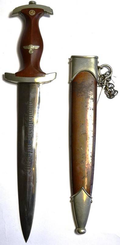 Lot 295 - A German Third Reich SA Dagger, the blade etched Alles fur Deutschland and with maker's  mark...