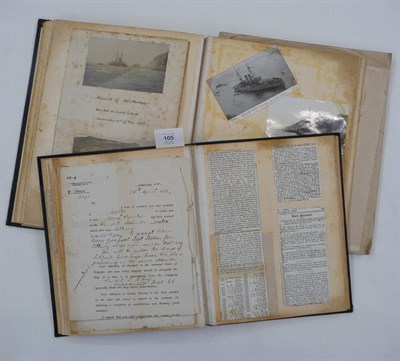 Lot 105 - Sub-Lieut. Edward Hewlett Hext RN. Two albums of Naval interest, 1902-03 and 1903-06, 4to. & folio