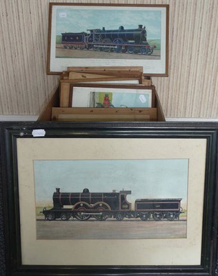 Lot 111 - Eighteen Framed and Glazed Coloured Prints of Locomotives, supplements from The Railway...