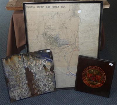 Lot 113 - Three Items of Furness Railway Memorabilia, comprising a Furness Railway coat of arms with...