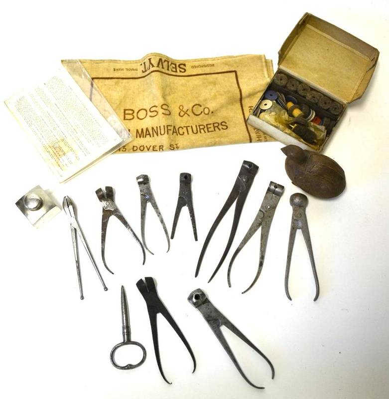 Lot 541 - A Collection of Gun Accessories, comprising an Alex Martin, Glasgow gun oil bottle, a small...