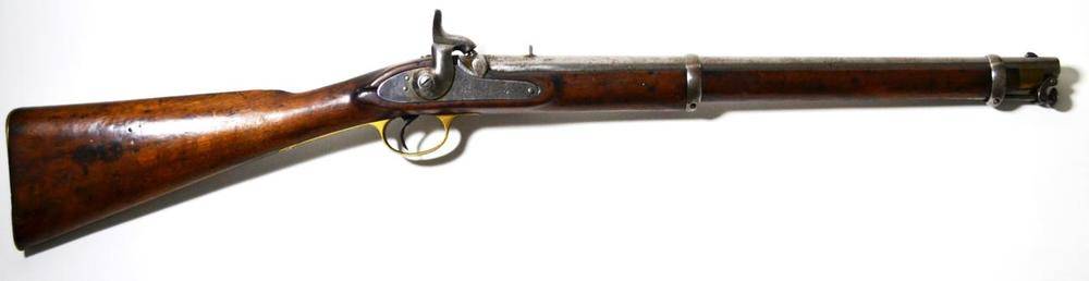 Lot 653 - A Victorian Enfield 1869  Percussion Cap Cavalry Carbine, the 53cm steel barrel with V rear...