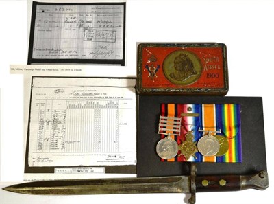 Lot 2 - An Unusual Boer War/First World War Group of Four Medals, comprising Queen's South Africa Medal...