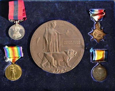 Lot 24 - A First World War Gallantry Group of Four Medals and Memorial Plaque, awarded to 16434...