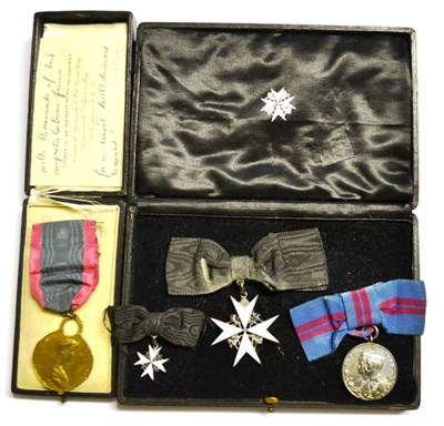 Lot 26 - A Belgian Queen Elisabeth Medal, with ribbon, in case of issue; The Order of St John Breast...