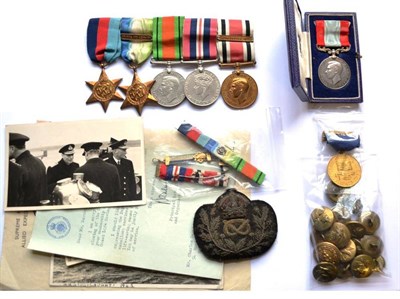 Lot 27 - A Second World War Naval Group of Six Medals, awarded to JX285585 AB Charles Alexander...