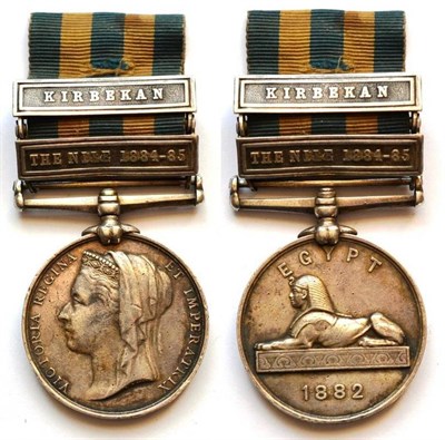 Lot 34 - An Egypt Medal 1882, with dated reverse and two clasps THE NILE 1884-85 and KIRBEKAN, awarded...