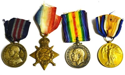 Lot 44 - A First World War Gallantry Group of Four Medals, awarded to 18-100 PTE.J.KENNICK....