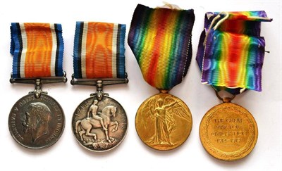 Lot 60 - Two First World War Pairs, each comprising British War Medal and Victory Medal, awarded to :- 26244