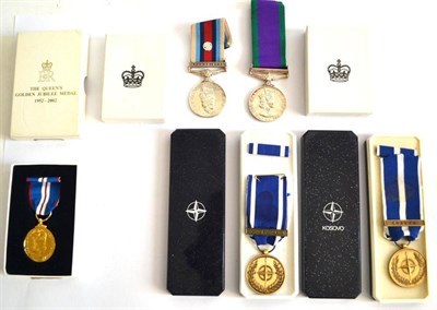 Lot 65 - An Elizabeth II Group of Five Medals, awarded to 25094429 PTE L GEESON GH (Green Howards),...