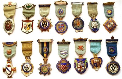 Lot 78 - The Royal Masonic Institution for Boys, a collection of fifteen Steward's silver gilt and...