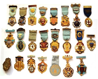 Lot 79 - The Royal Masonic Institution for Boys, a collection of twenty three Steward's breast jewels in...