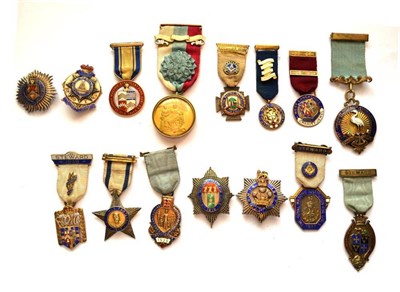 Lot 89 - Fifteen Various Silver Gilt and Enamel Jewels, including provincial Benevolent Institution...