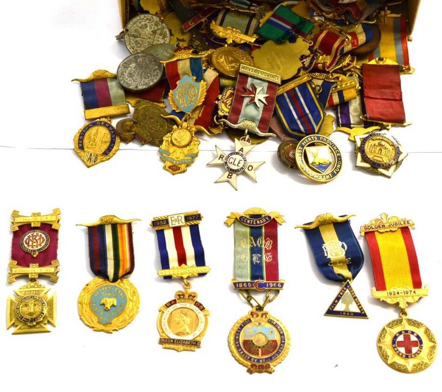 Lot 94 - A Large Collection of RAOB and Other Fraternal Organisation Jewels and Badges, in gilt metal...