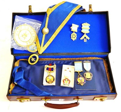 Lot 97 - A Quantity of Masonic Regalia to the East Lancashire Province, comprising a Royal Arch...