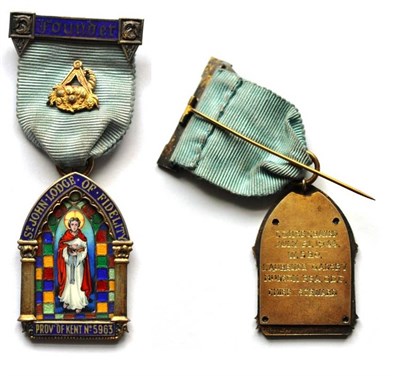 Lot 99 - A Masonic Founder's Jewel to the St John Lodge of Fidelity, Province of Kent No.5963, in gilt metal