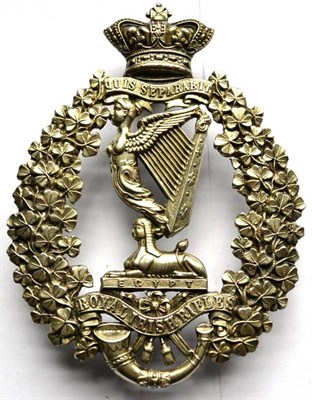 Lot 106 - A Royal Irish Rifles Officer's Helmet Plate, in white metal, with later lugs 10.5cm by 8cm