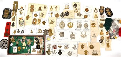 Lot 110 - A Collection of Eighty Military Cap and Collar Badges, in brass, white metal and stay-brite,...