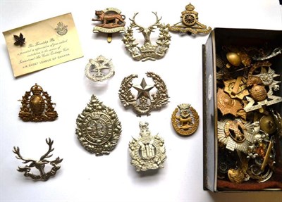 Lot 115 - A Collection of Approximately Thirty Five Military Cap Badges, in brass, white metal and...