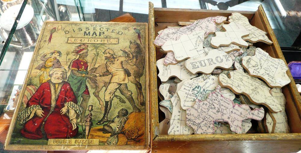 Lot 153 - New Dissected Map of Europe, "jigsaw" double puzzle, in original box