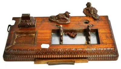 Lot 133 - A Second World War Oak Desk Compendium, carved by an allied Polish soldier stationed in...