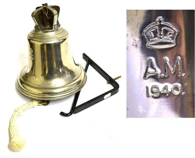 Lot 153 - A Second World War Air Ministry Scramble Bell,  in bell metal, the top of the crown stamped...