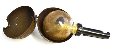 Lot 155 - A Deactivated British Second World War No.74 `Sticky Bomb', with glass sphere in a split tin...