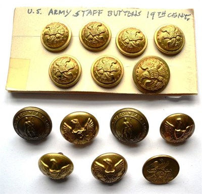 Lot 162 - A Collection of Fourteen US Military Buttons, comprising an Artillery Corps button by R & W...