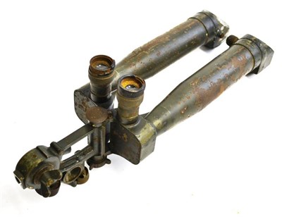 Lot 168 - A Pair of First World War Trench ";Scissor"; Binoculars by Carl Zeiss, the green painted body...