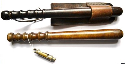 Lot 172 - An Early 20th Century Rosewood Truncheon, stamped S & C, the ribbed grip stamped 9 6 1, with...