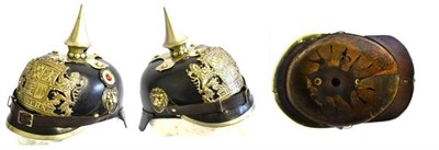 Lot 180 - An Imperial German Leather Pickelhaube to