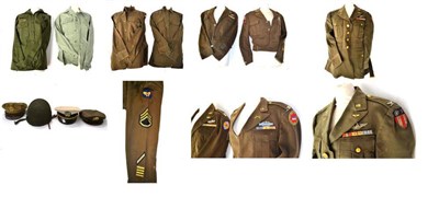 Lot 189 - A Collection of Second World War US Army Uniforms, comprising a Marines herringbone twill...