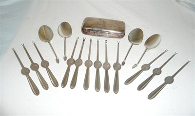 Lot 160 - After the Antique: A Set of Four Silver Plated Dessert Spoons, the ovoid shallow rattail bowls...