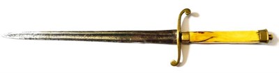 Lot 231 - A Georgian Naval Dirk, with 23cm fullered steel blade, brass recurving crossguard, square...