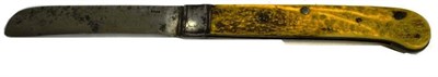 Lot 233 - A 19th Century Large Folding Knife by Gray, the 14cm steel blade stamped with maker's name,...