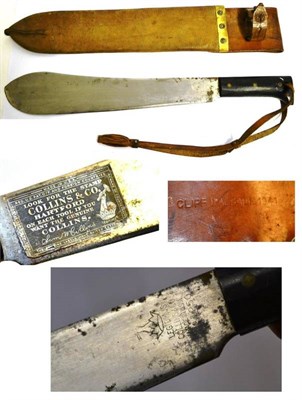 Lot 241 - An American Second World War Legitimus Collins & Co Machete, the 38cm steel blade with original...