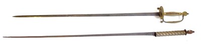 Lot 291 - A Victorian Court Sword, the 78cm double edge steel blade faintly etched with the Royal cypher, the