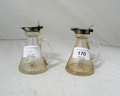 Lot 170 - A Pair of George V Silver Mounted Whisky Tots, Birmingham 1910, of typical clear glass conical form