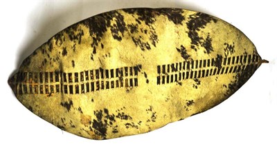 Lot 308 - Sudan War Interest - A 19th Century Sudanese War Shield, of elliptical form, made from animal hide