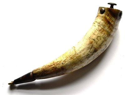 Lot 348 - An 18th Century Powder Horn to the 22nd Foot, one side inscribed and dark stained `Wm. COYLE 1786'