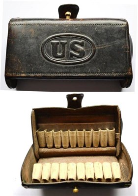 Lot 355 - A Stitched Leather Model 1874 McKeever Cartridge Box, of rounded rectangular form, with brass...