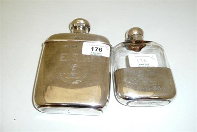 Lot 176 - An Edward VII Crested Hip Flask, Huttons, 1904, of bowed rectangular form, flattened mushroom...