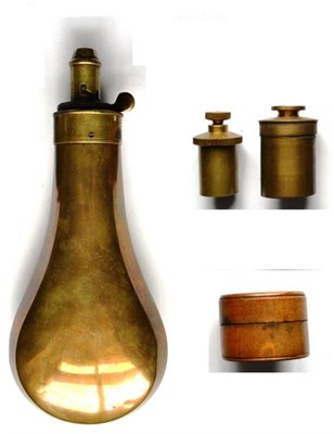 Lot 365 - A 19th Century Copper Powder Flask by James Dixon & Sons, of plain form, with external steel spring