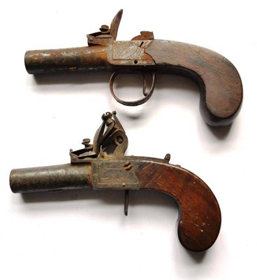 Lot 396 - An Early 19th Century Flintlock Pocket Pistol, the 4cm turn-off steel barrel with London proof...