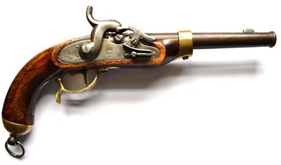 Lot 397 - A Prussian Model 1850 Cavalry Pistol, the 20cm sighted steel barrel with holster ring at the...