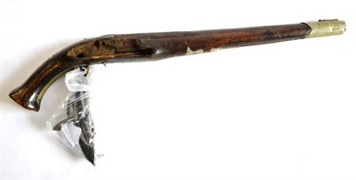 Lot 398 - An 18th Century Continental Flintlock Holster Pistol, the 36cm steel barrel octagonal at the breech