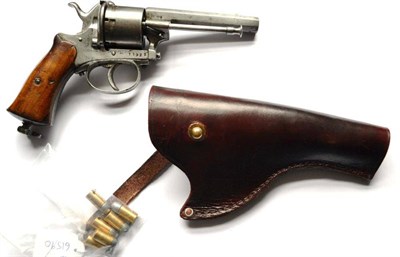 Lot 402 - A 19th Century Belgian Pin Fire Six Shot Revolver, the 10cm octagonal steel barrel stamped with...