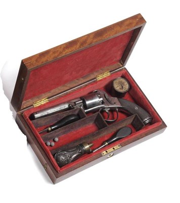 Lot 403 - A 19th Century Birmingham-Made 80 Bore Five Shot Self-Cocking Percussion Revolver, the 12cm...